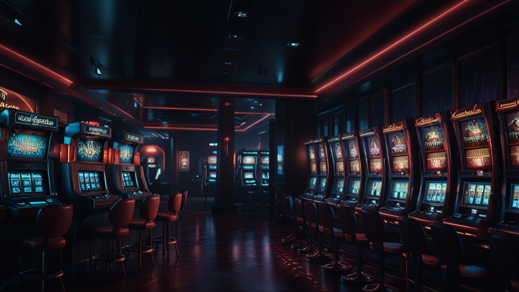 Dunkle Casino-Szene mit Anmeldung und Login als Gegenüberstellung