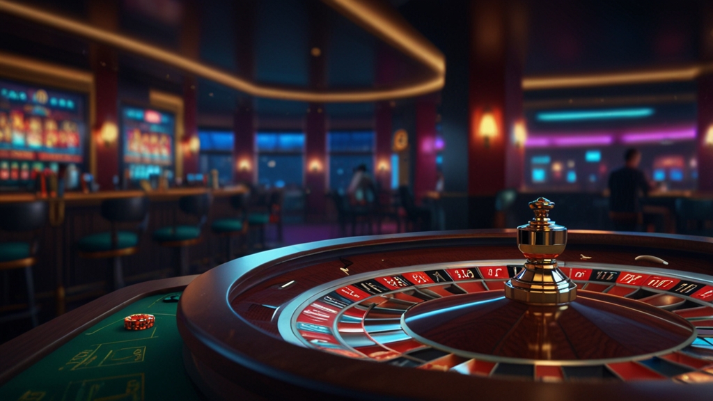 Bonuskarte und Freispiele in einer dunklen Casino-Atmosphäre